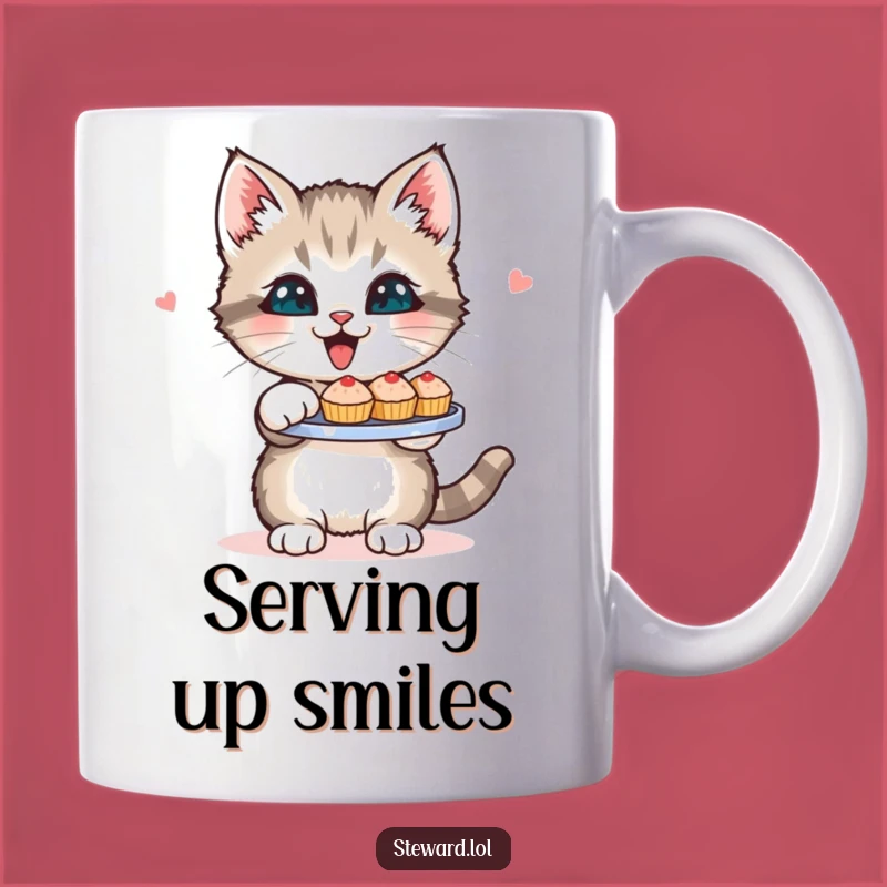 Funny Kitten Serving Mug: Adorable Cat with Delights - Perfect Funny Gift for Cat Lovers!