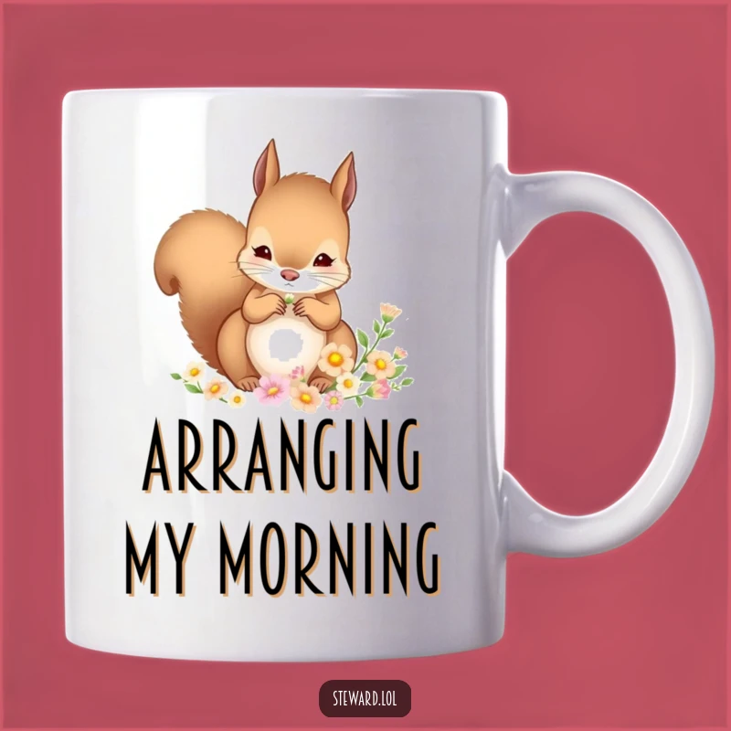 Funny Squirrel Mug: Flower Arranging Critter - Adorable & Delicate Funny Gift!