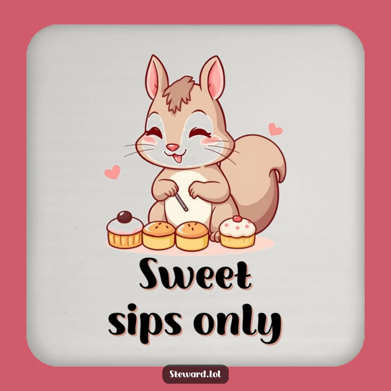 Funny Pastry Squirrel Coaster: Determined Baker Squirrel Protecting Surfaces, Fun Party Gift!