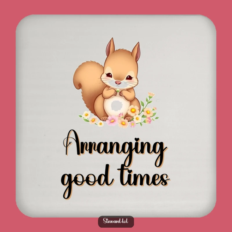 Funny Squirrel Coasters (Set of 4): Flower Arranging Protection - Delicate & Humorous Table Gift!