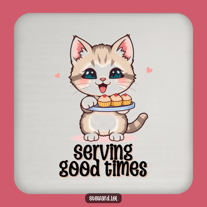 Funny Kitten Coasters (Set of 4): Serving Delights Protection - Cute & Humorous Table Gift!