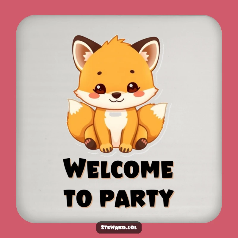 Funny Fox Coasters (Set of 4): Welcoming Cub Protection - Friendly & Humorous Table Gift!