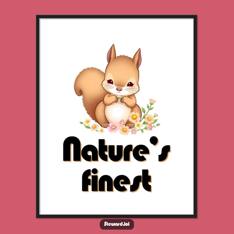 Funny Squirrel Poster: Flower Arranging Art - Delicate & Artistic Wall Decor Funny Gift!