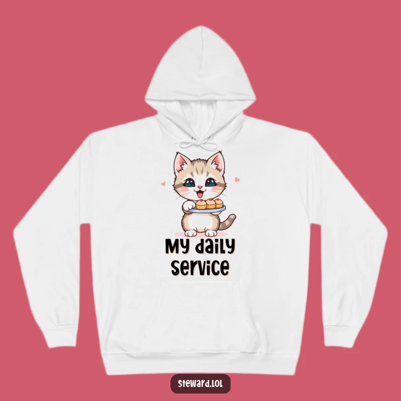 Cozy Funny Kitten Hoodie: Cat Serving Delights - Warm & Whimsical Gift!
