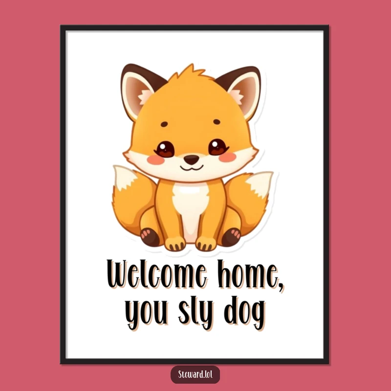 Friendly Fox Cub Printable Wall Art: Free Download for Welcoming Decor! Whimsical Art Gift