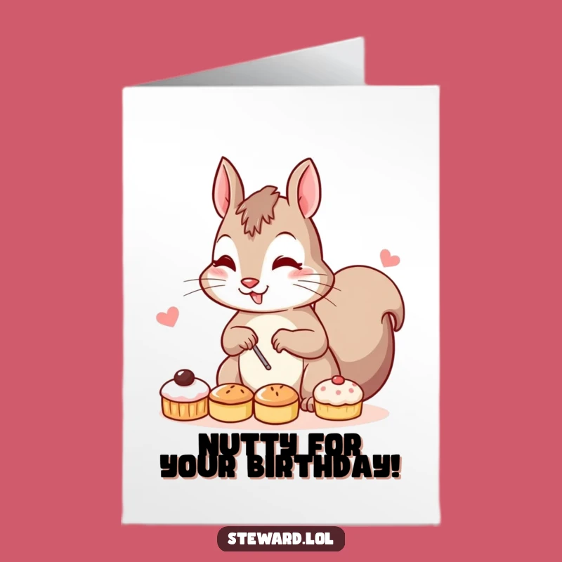 Free Printable Birthday Card: Funny Squirrel Pastry Chef for a Hilarious Digital Download Gift