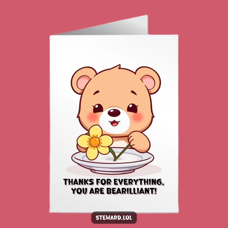 Free Printable Thank You Card: Bear Cub's Bloom - Funny & Heartfelt Downloadable Gratitude
