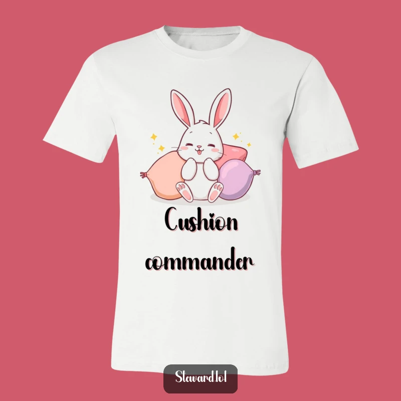 Funny Bunny T-Shirt: Fluffy Rabbit & Cushions - Comfy & Playful Tee Gift!