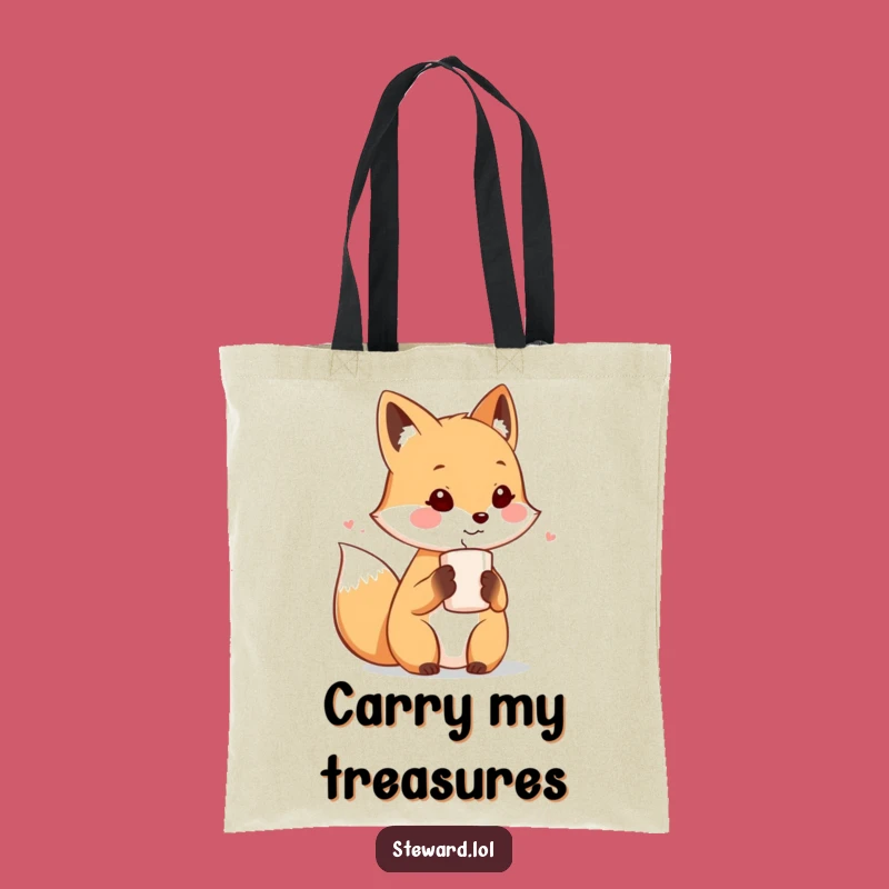 Funny Fox Host Tote Bag: Cute Fox Offering Drink, Practical Funny Gift!