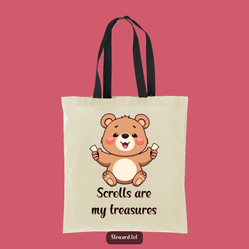 Funny Bear Cub Tote Bag: Cheerful Scroll Messenger, Practical & Humorous Accessory