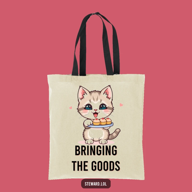 Funny Kitten Tote Bag: Serving Tiny Delights - Stylish & Practical Funny Gift Bag!