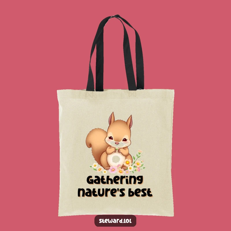 Funny Squirrel Tote Bag: Flower Arranging Critter - Stylish & Practical Funny Gift Bag!